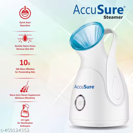 AccuSure Nano Ionic Facial Steamer for Home Facial Deep Cleaning,Steam breath machine for Adults/Kids, Best for Men/Women Beauty Spa at Home