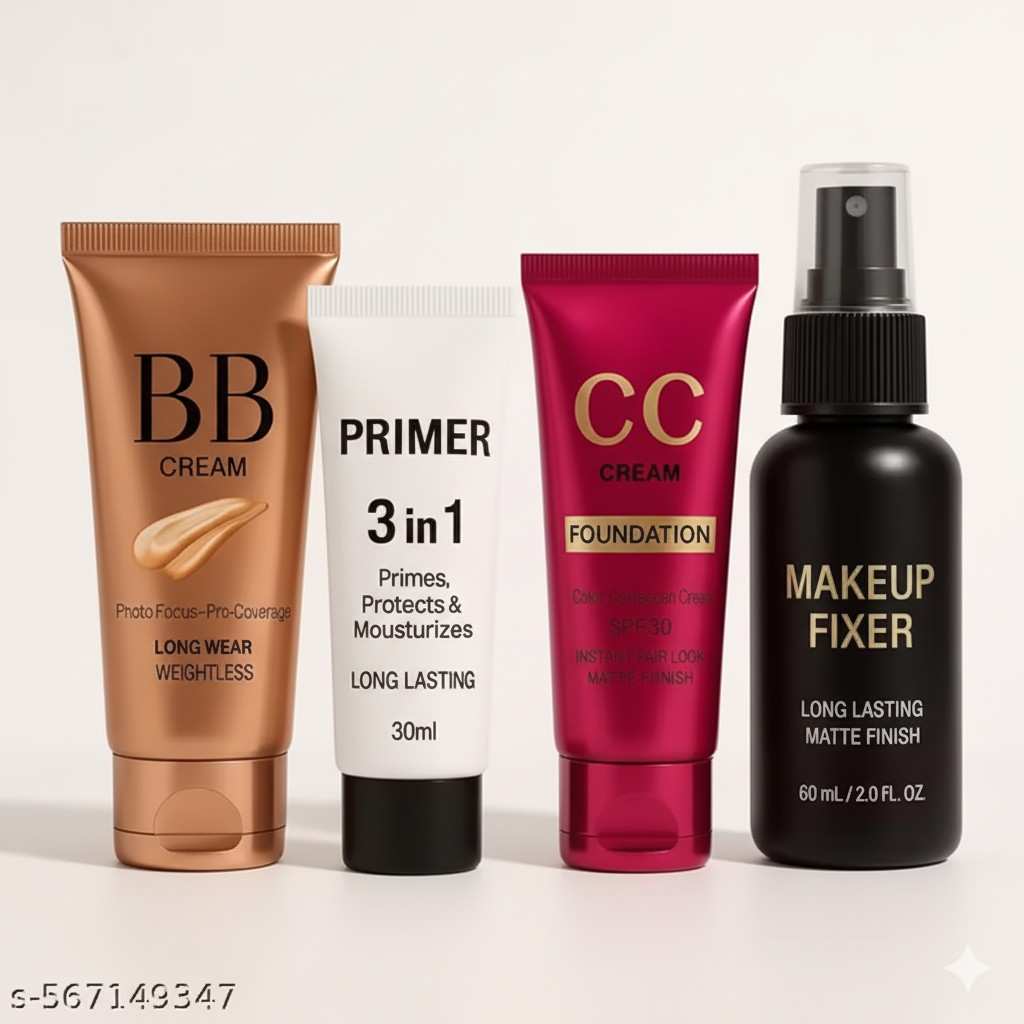 All-in-One Daily Makeup Kit – BB Cream, 3-in-1 Primer, CC Cream & Makeup Fixer