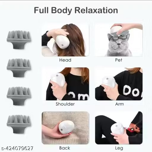 Rechargeable Electric Head Scalp Massager with 3 Speed Modes, Handheld Portable Kneading Massager for Hair Growth, Deep Scalp Clean & Stress Relief (Multicolor)