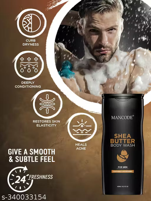 Mancode Shea Butter Body Wash For Men, each 450ml Pack of 2