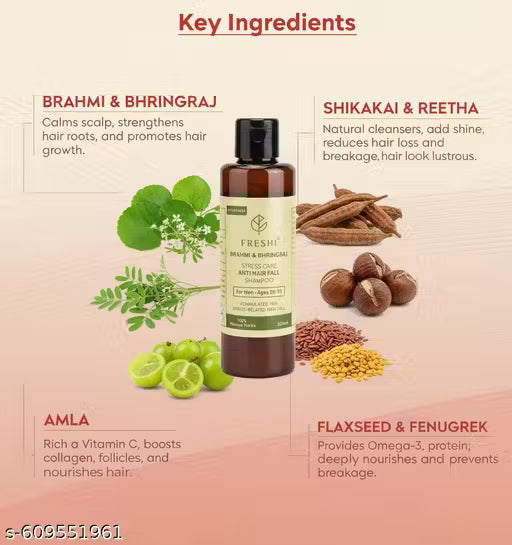 Freshi Herbal Shampoo for Men | Anti Hair Fall, Dandruff Control & Natural Hair Growth | Sulphate-Free