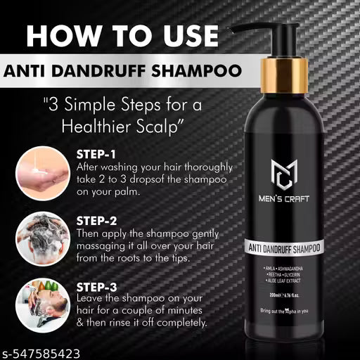 Men's Craft Anti Dandruff Shampoo with Amla, Ashwagandha, Reetha, 200ml