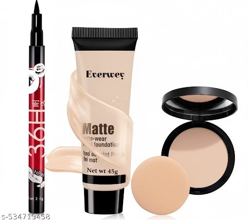 Smudge-proof long-lasting skin fresh compact foundation and liner