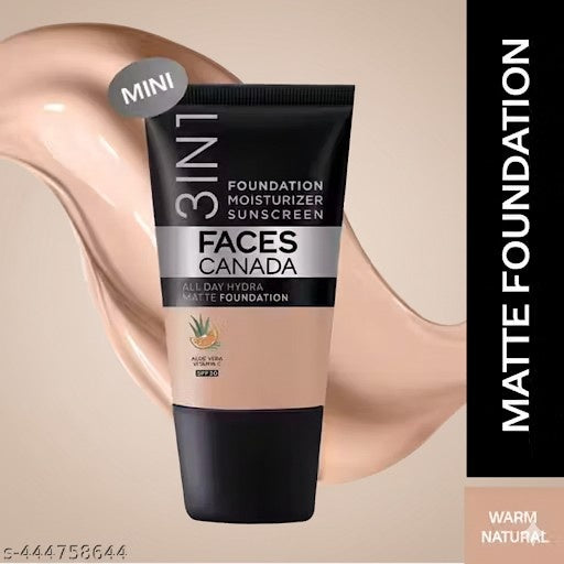 FACES CANADA Rose Glow Kit | Rose Gold Strobe Cream (30ml) + Warm Natural All Day Hydra Matte Mini Foundation (18ml) | Makeup Kit For Women (Combo Pack of 2)