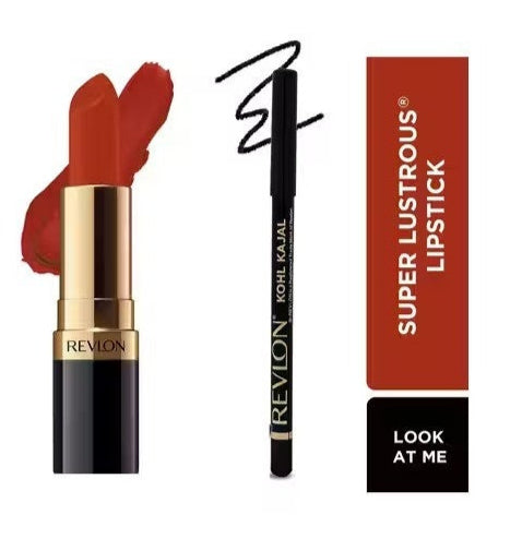 Revlon Super Lustrous Matte Lipstick (031 - Look At Me) With FREE Revlon Kohl Kajal Black Worth Makeup Combo