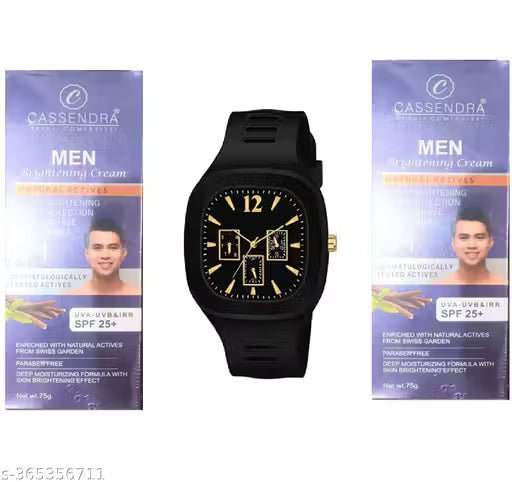 MEN BRIGHTENING CREAM PACK OF 2 WITH ONE ANALOG WATCH