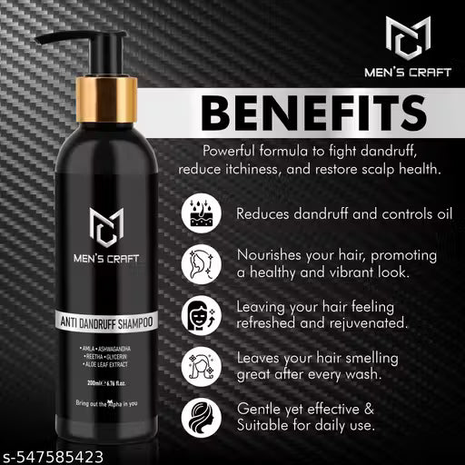 Men's Craft Anti Dandruff Shampoo with Amla, Ashwagandha, Reetha, 200ml