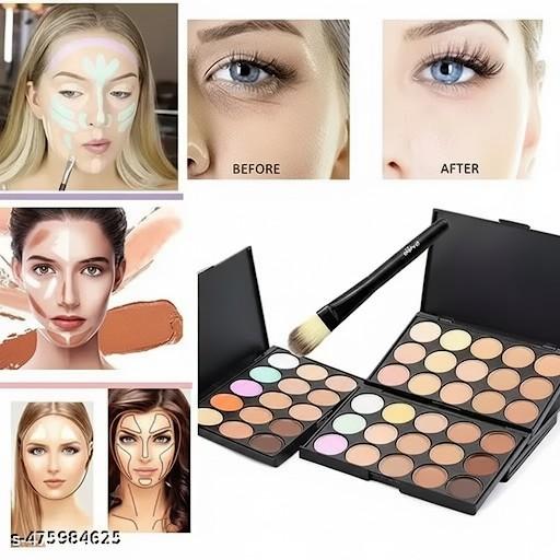 15 Colors Contour Face Cream Concealer Palette with Mini Foundation Brush (Multicolor)