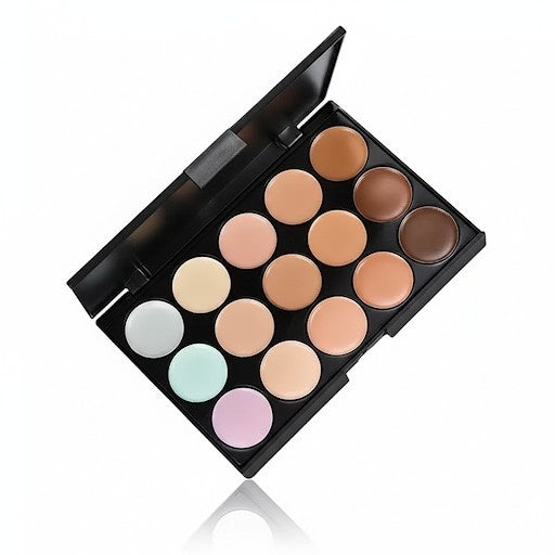 15 Colors Contour Face Cream Concealer Palette with Mini Foundation Brush (Multicolor)