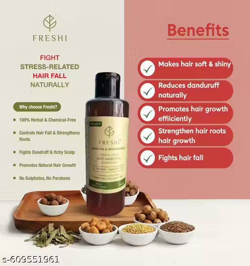 Freshi Herbal Shampoo for Men | Anti Hair Fall, Dandruff Control & Natural Hair Growth | Sulphate-Free