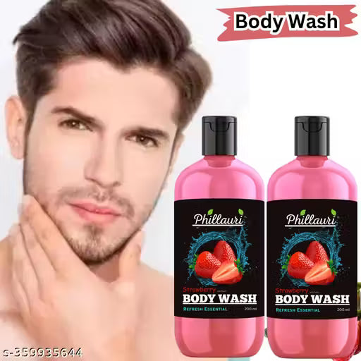 Phillauri Strawberry Refreshing and Nourishing Shower with Our Moisturizing Body Wash (200 ml) Pack Of 2