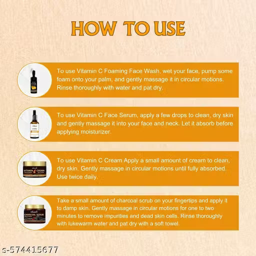 All in One Skin Combo Pack with Face Wash and Serum - Scurb & Vitamin C Cream Skin Lightening, Tan Removal & Deep Cleansing, Soft Smooth Healthy Hydrating Skin, Reduce Acne/Pimple/Oily Skin Daily Cleanser, Spot Removal, Anti Aging Combo Pack