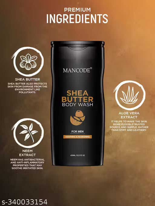Mancode Shea Butter Body Wash For Men, each 450ml Pack of 2
